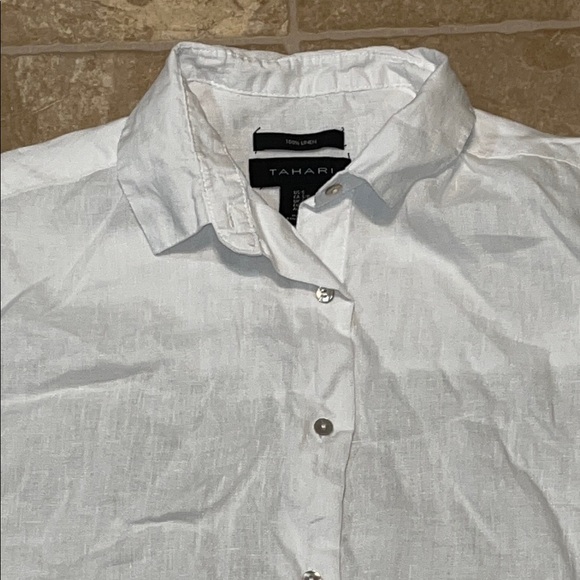 Tahari White Button Down Shirt - Picture 2 of 9